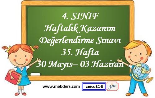 4. Sınıf Haftalık Değerlendirme Testi 35. Hafta (30  Mayıs - 03 Haziran )